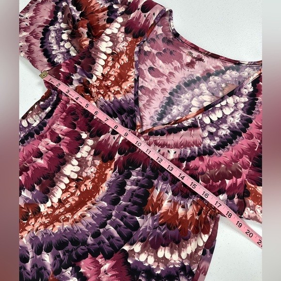 Wrangler Cowgirl Feather Print V-Neck Above Knee Tunic Dress - Picture 4 of 7